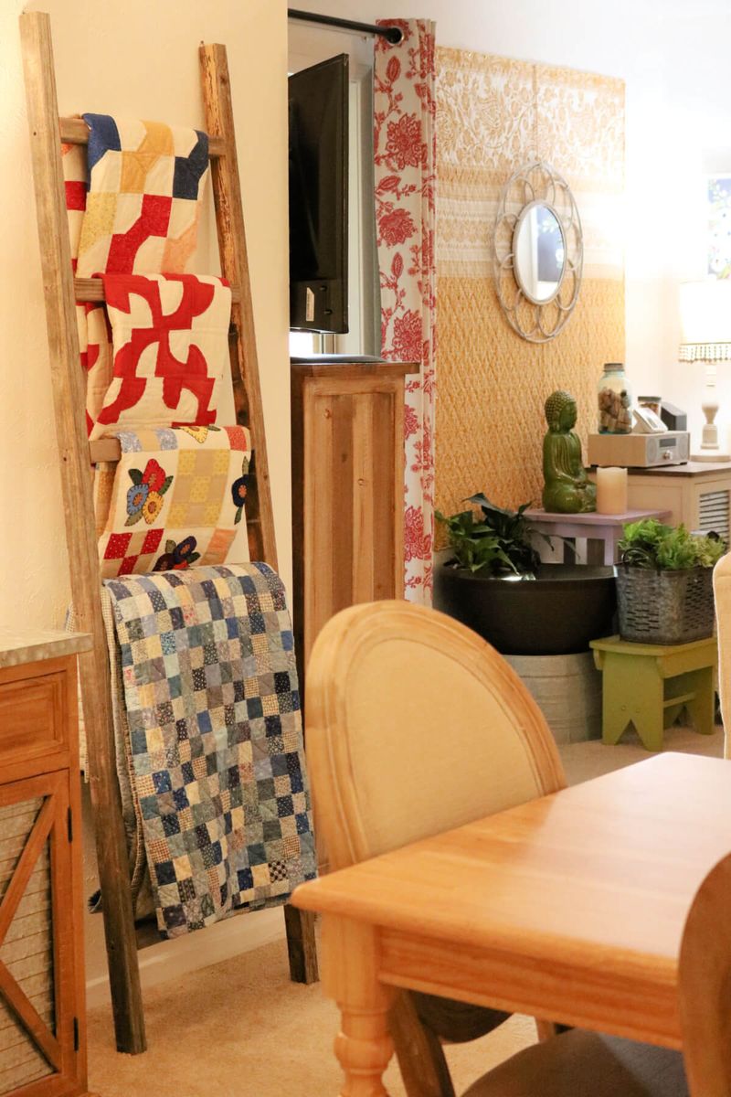 Vintage Quilt Ladder Display