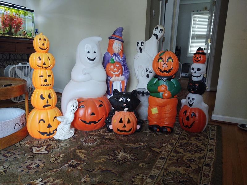 Vintage Blow Mold Pumpkins And Ghosts