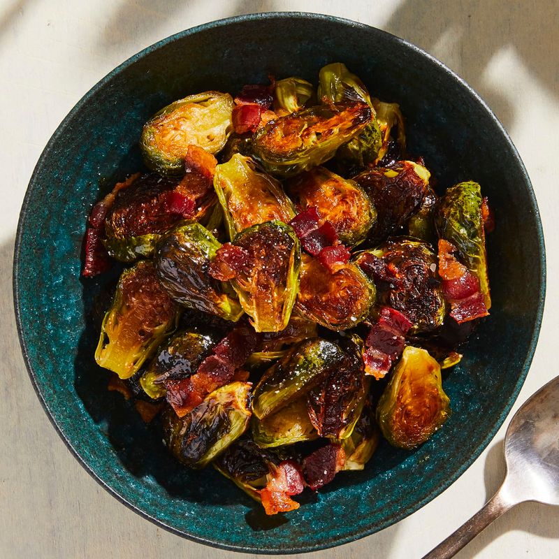 Maple-Glazed Roasted Brussels Sprouts with Bacon