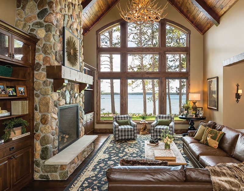 10 Minnesota Cabins With Stone Fireplaces That Anchor The Room - Decor Hint Lakeview Haven