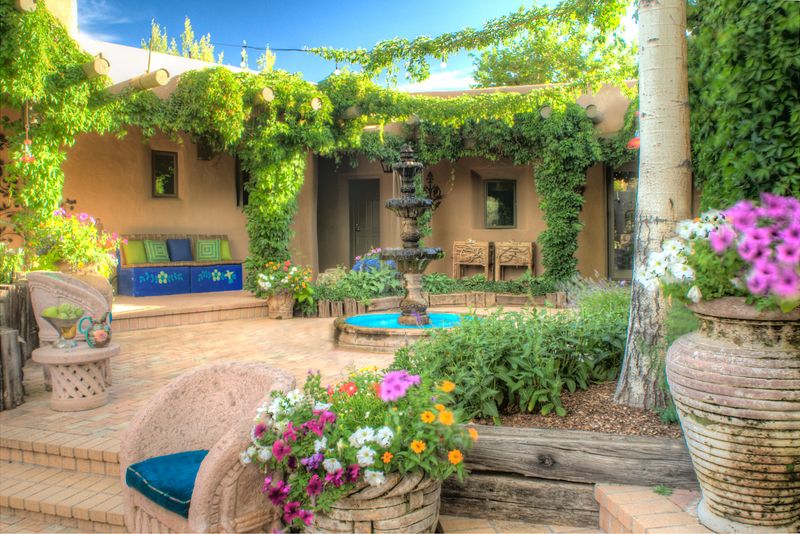 Flowering Paradise with Tiered Fountain