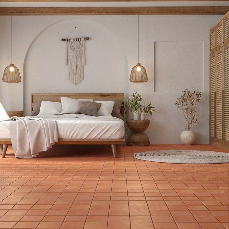 Poppy-Hued Floor Tiles