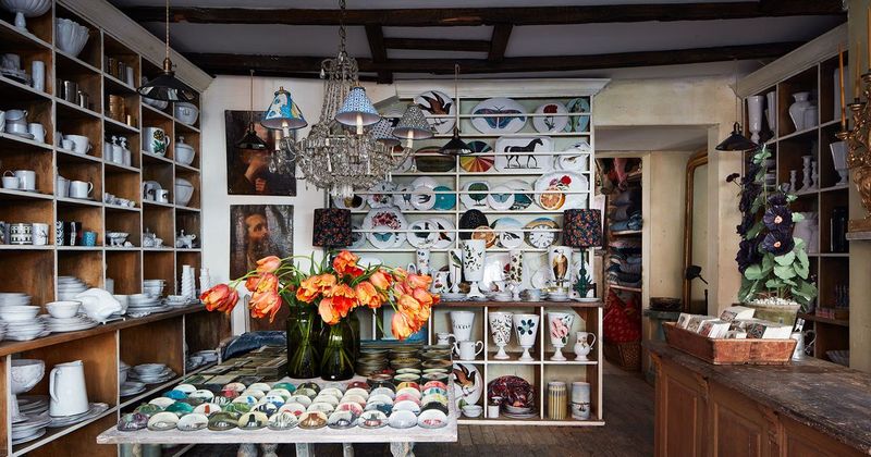 Collectible Ceramics On Open Shelving