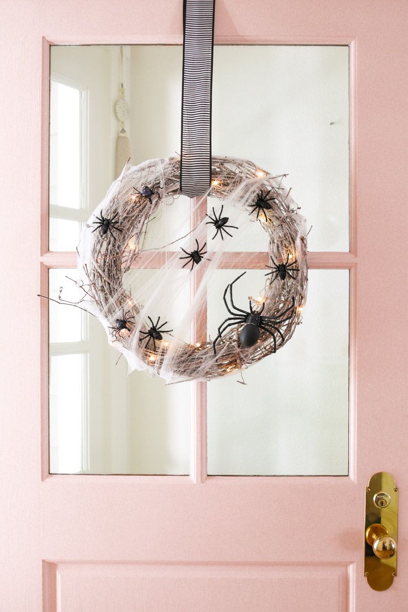 Twig And Fairy Light Halloween-Themed Wreath