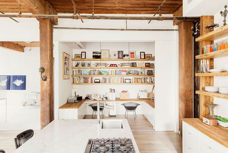 Built-In Shelving With Rustic Finishes