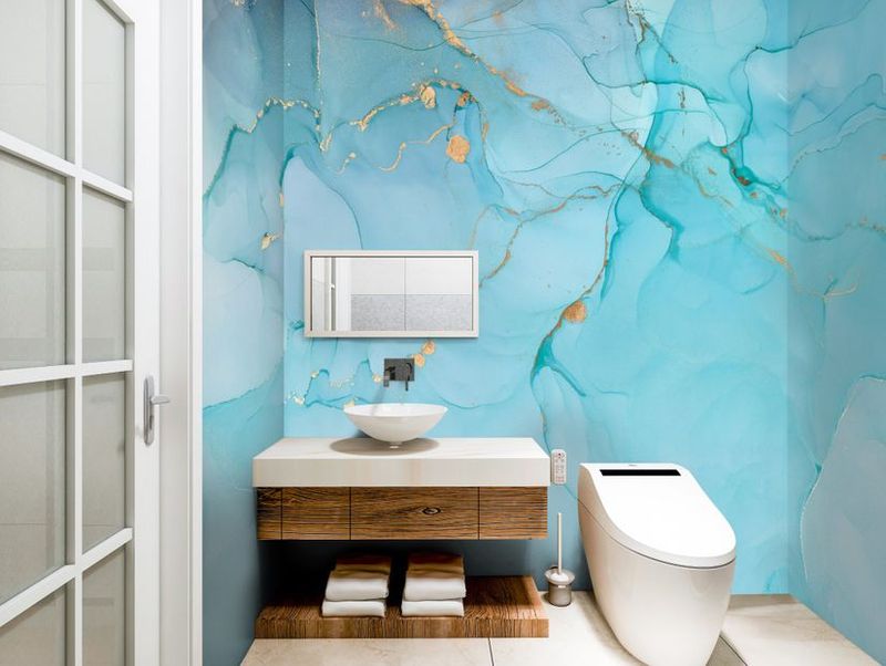 10 Portland Bathrooms With Bold Baby-Blue Touches That Feel Serene - Decor Hint Wallpaper Wonder