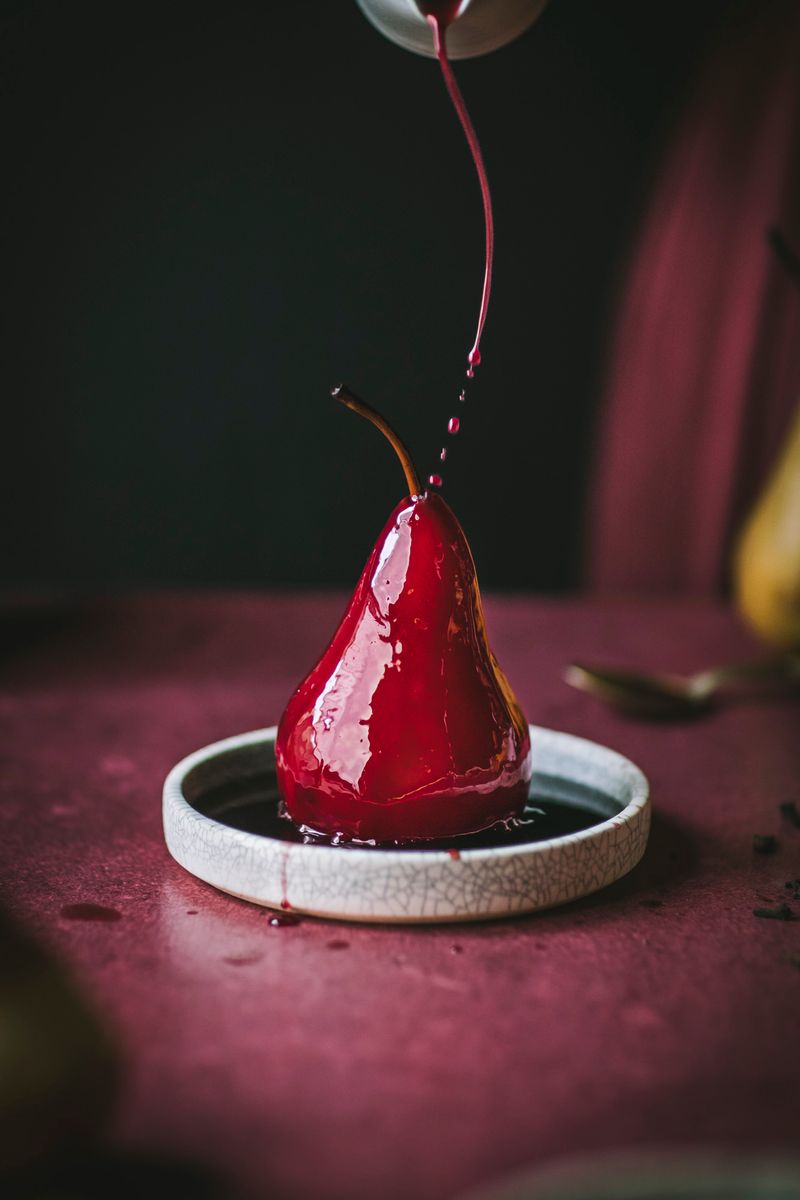 Poached Pears in Pinot Noir
