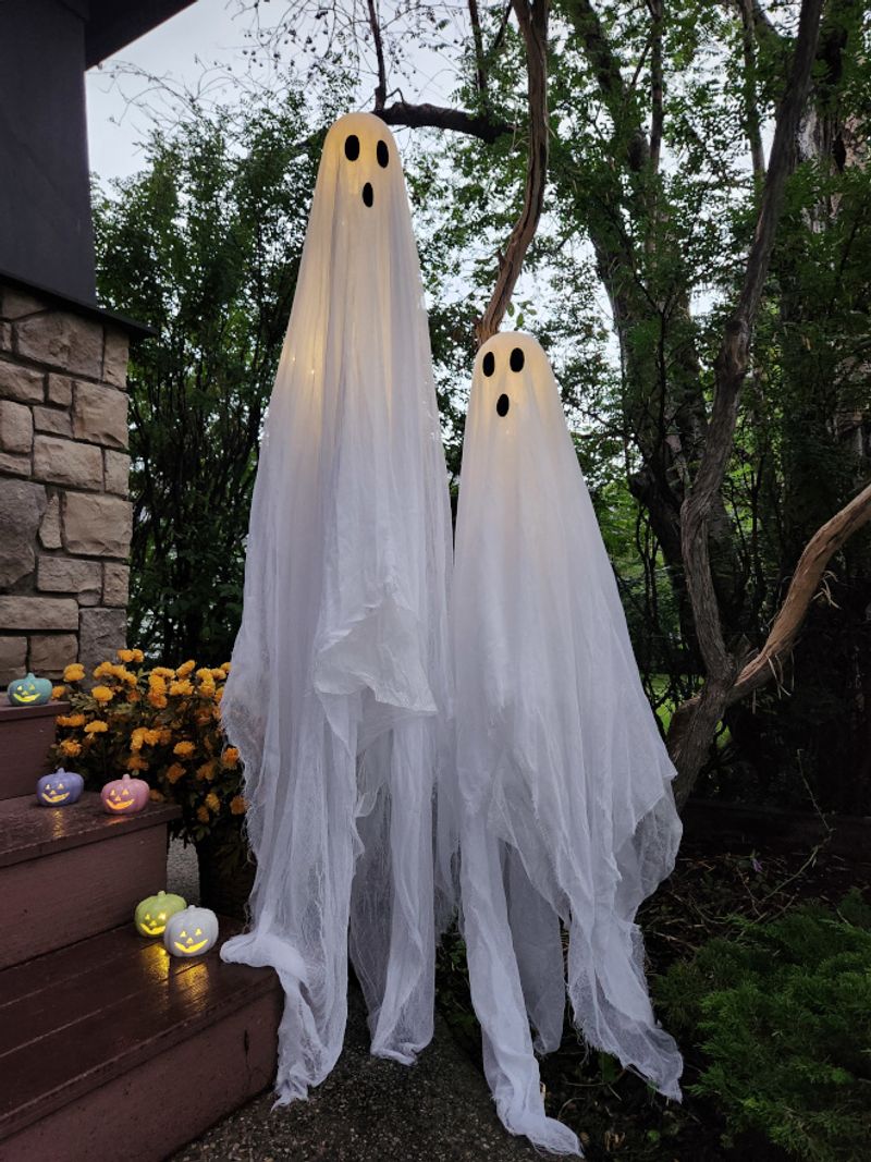 Hanging Ghosts Made From White Sheets