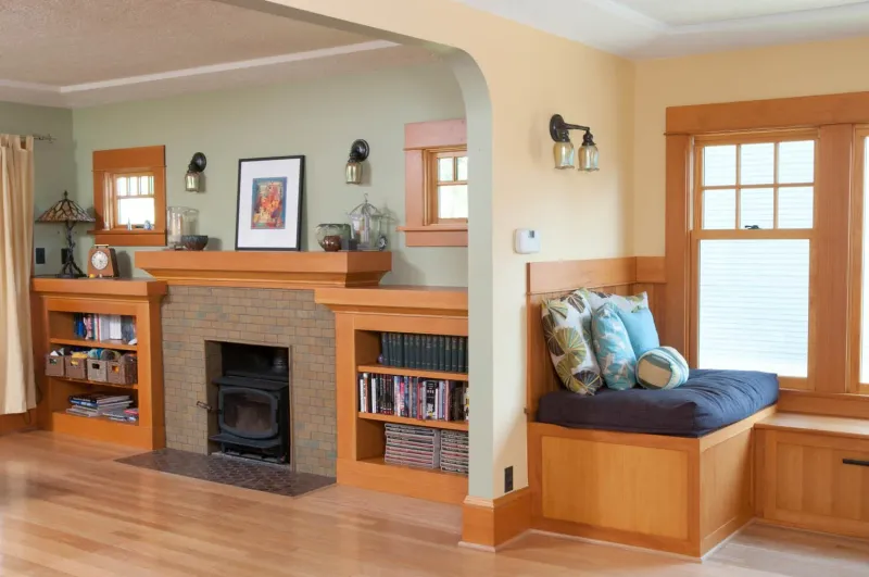 Built-In Bookcases And Window Seats