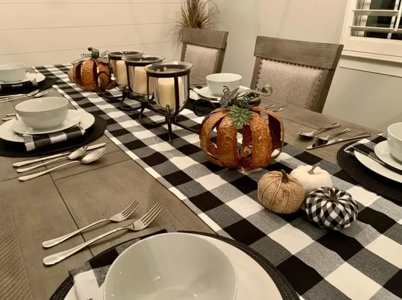 Checkered Table Runners With Gothic Candles