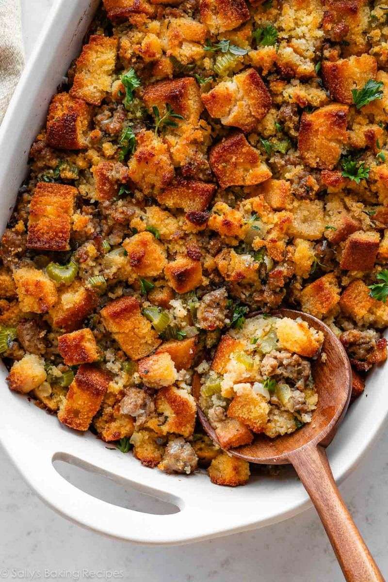 Cornbread Stuffing with Sausage and Apples