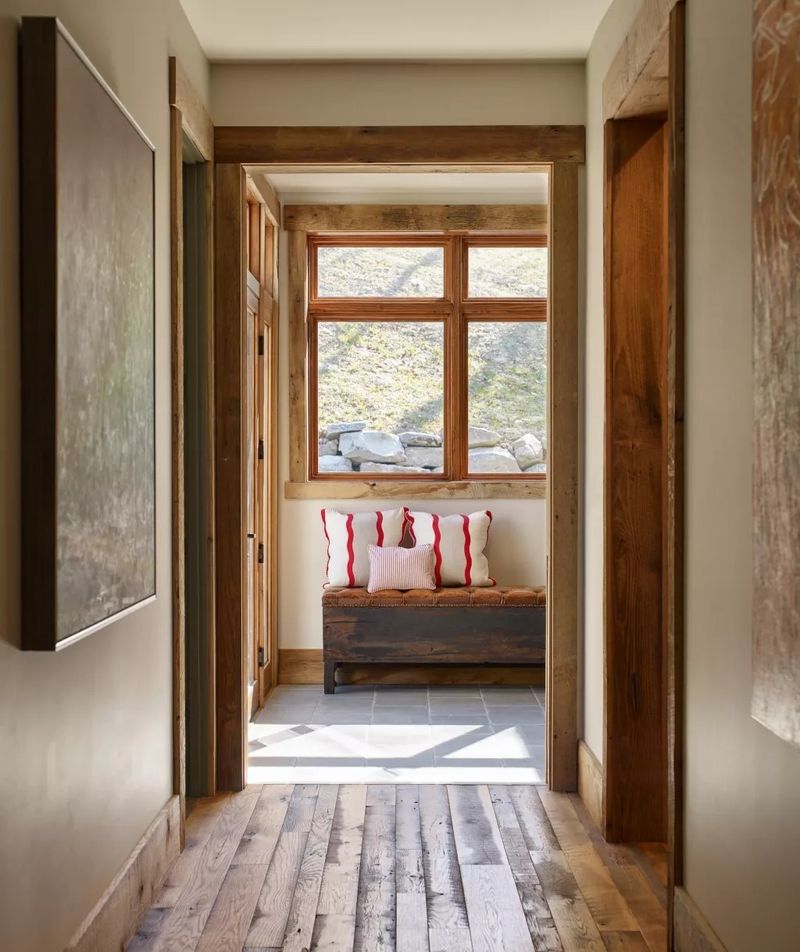 Elegant Honey-Oak Window And Door Frames