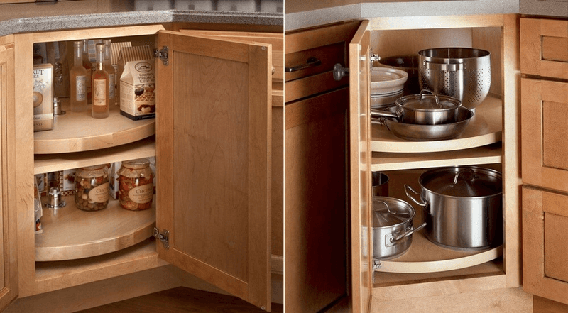Rotating Corner Carousel With Adjustable Shelving