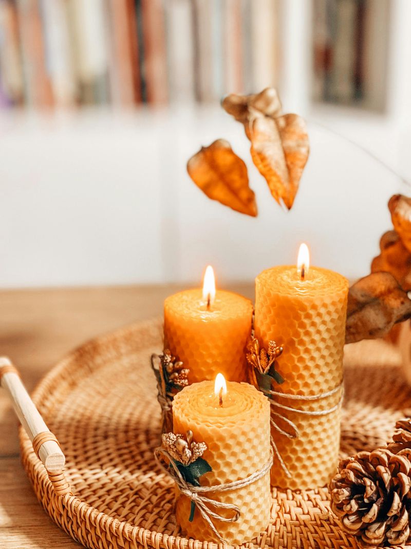 Autumn-Scented Beeswax Candles