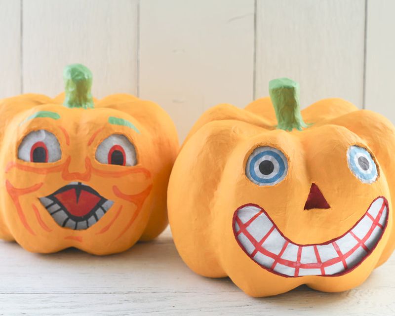 Classic Paper Mache Jack-o'-Lanterns