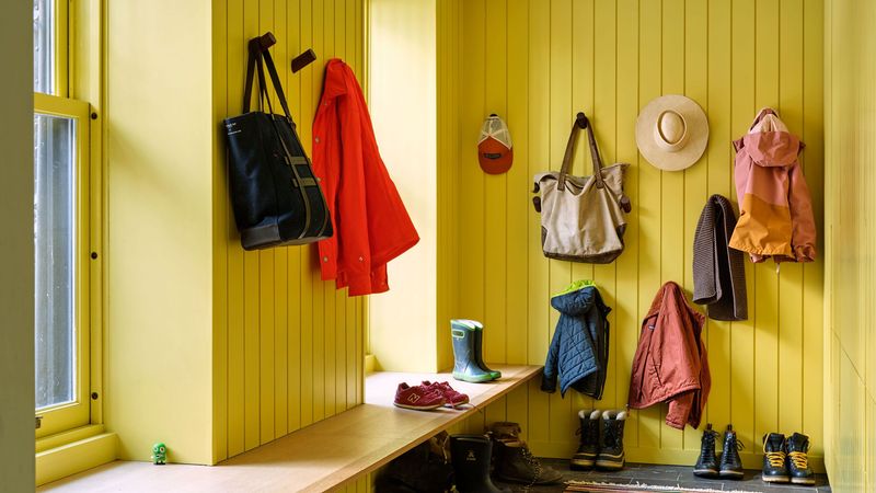 Winter Coats On Decorative Hooks