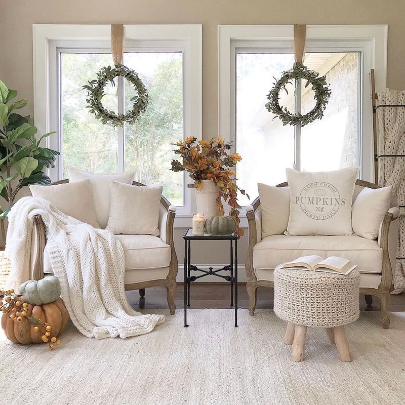 Neutral Linen Throw Blankets