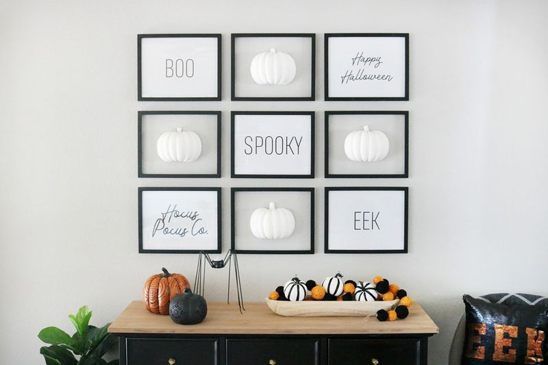Black-And-White Photo Gallery Wall For Halloween