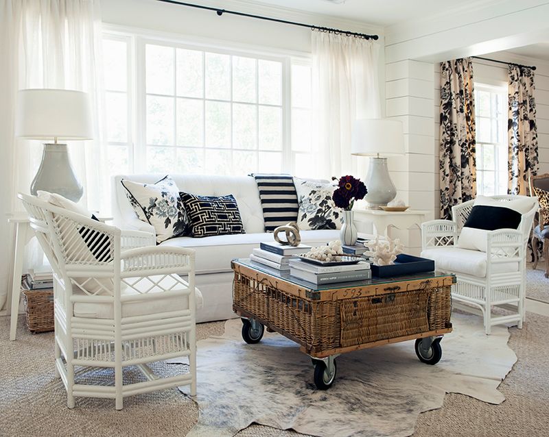 Breezy Linen Curtains And Rattan Accents