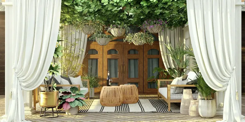 6 Miami Outdoor Patios Styled In Bold Autumn Jewel Tones - Decor Hint Coconut Grove Bohemian Retreat