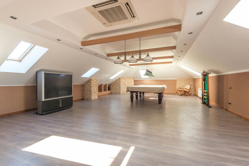 Spacious Game And Media Room With Bonus Style