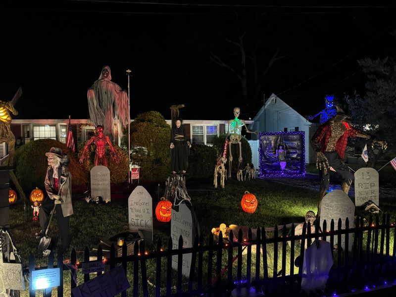Graveyard With Tombstones And Fog Machine
