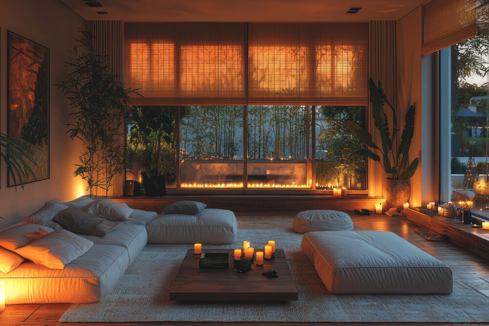 Asian Zen-Inspired Screened-In Space
