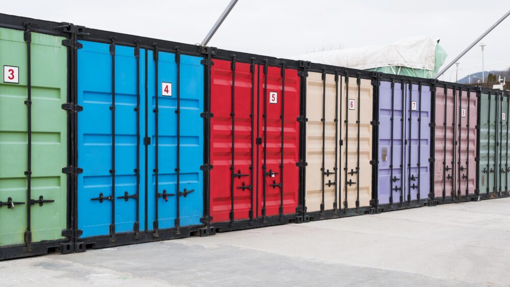 13 Backyard Storage Ideas That May Help Save Time And Money - Decor Hint logistic center with colorful storage units 1 - Decor Hint