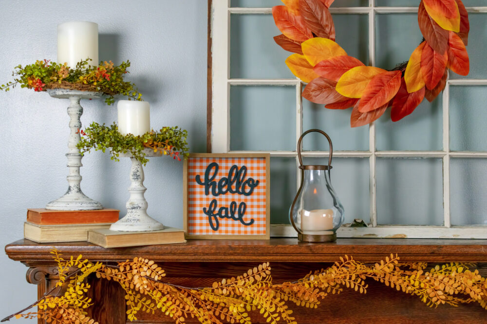 Rustic Mantel With Seasonal Wreath