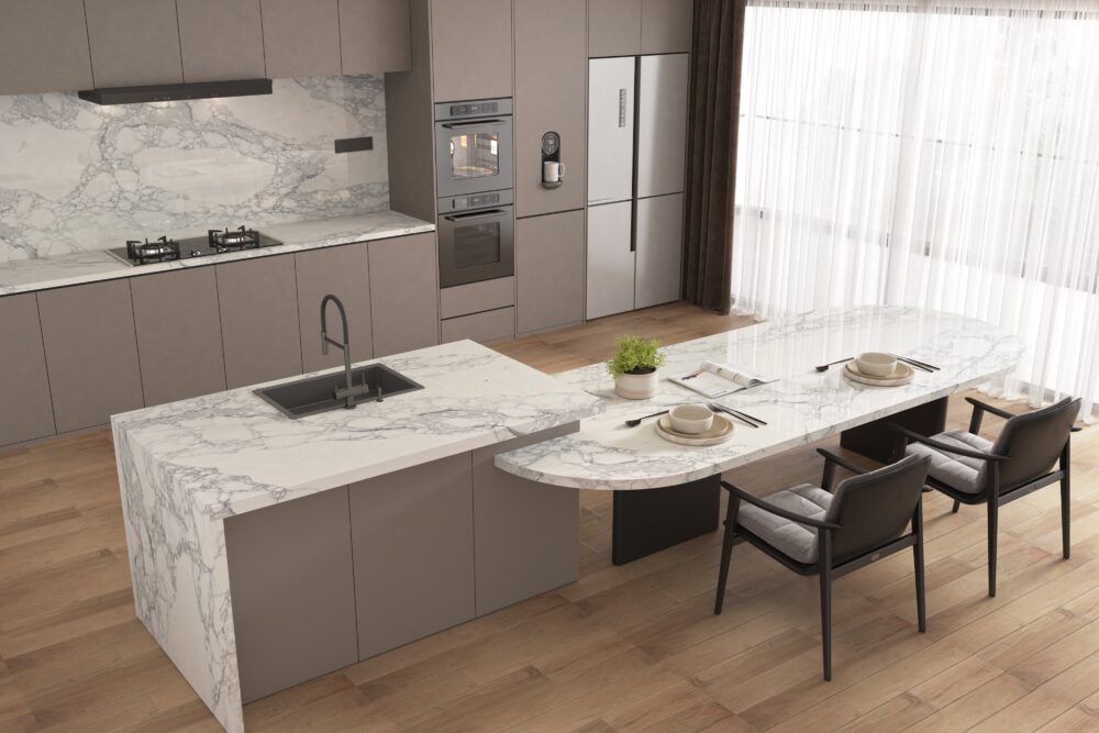 7 Kitchen Cabinet Colors That Could Pair Well With Stone Countertops - Decor Hint Creamy Taupe