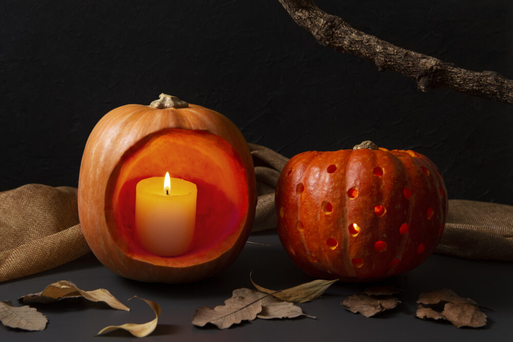 Lantern-Style Pumpkins With Cut-Out Windows