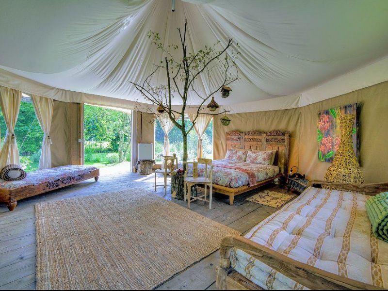 Michigan Lake House Bedrooms Perfect For Snuggling Up Lakeside - Decor Hint Glamping-Style Canvas Suite on Higgins Lake