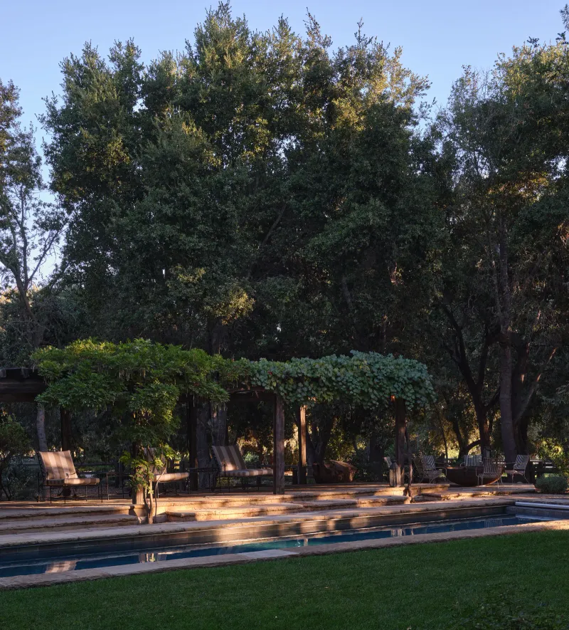 A Signature Blue Touch Defines This Wine Country Ranch In California - Decor Hint Pool & Landscape Views: Blue Hues Against Nature