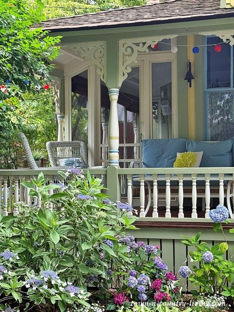 Garden View Porch with Floral Cushions