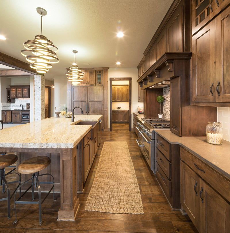 Dark-Stained Oak with Brass Latches