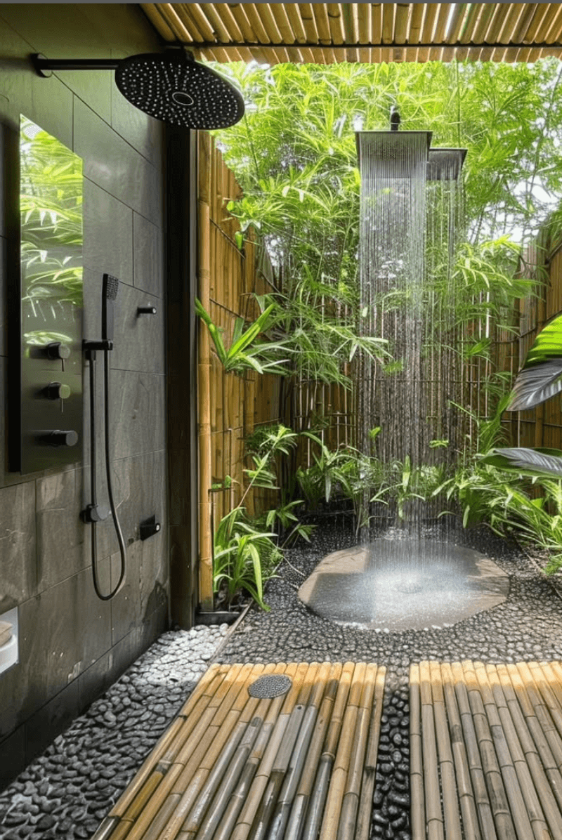 Outdoor Shower with Natural Stone