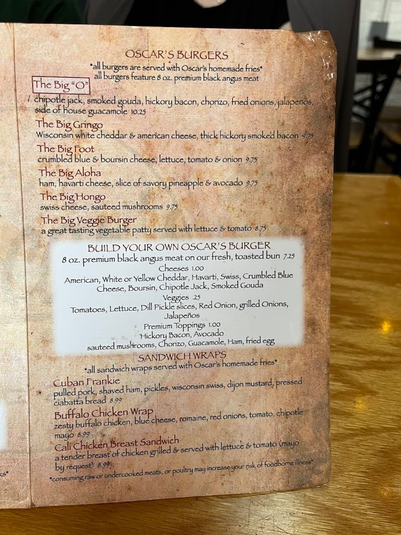 Signature Pub Menu