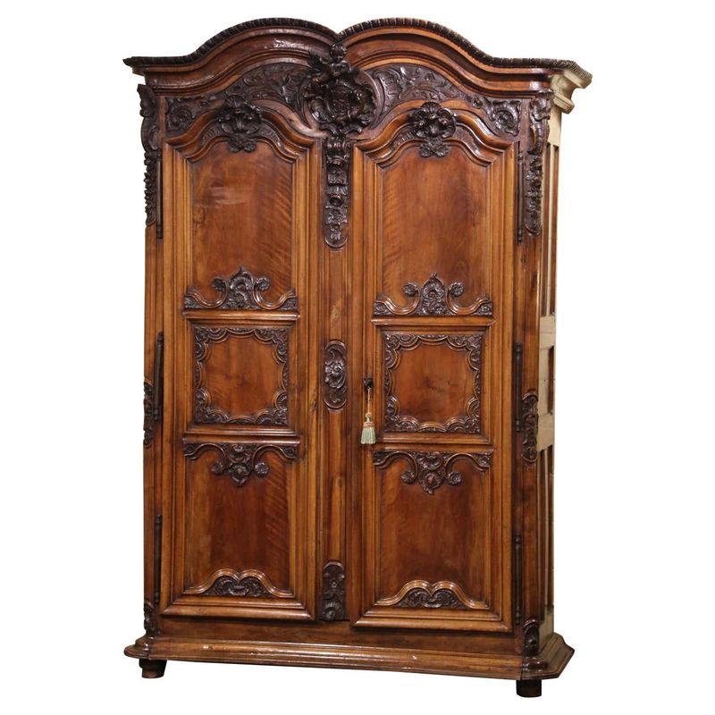 Oversized Carved Wood Armoires