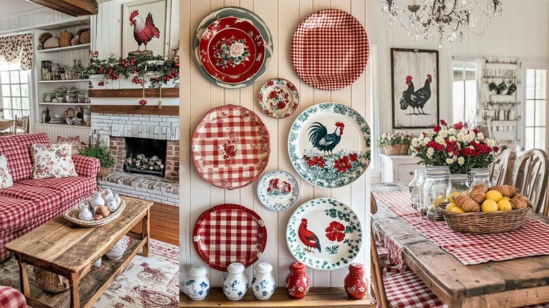 Country-Themed Decor with Roosters and Gingham