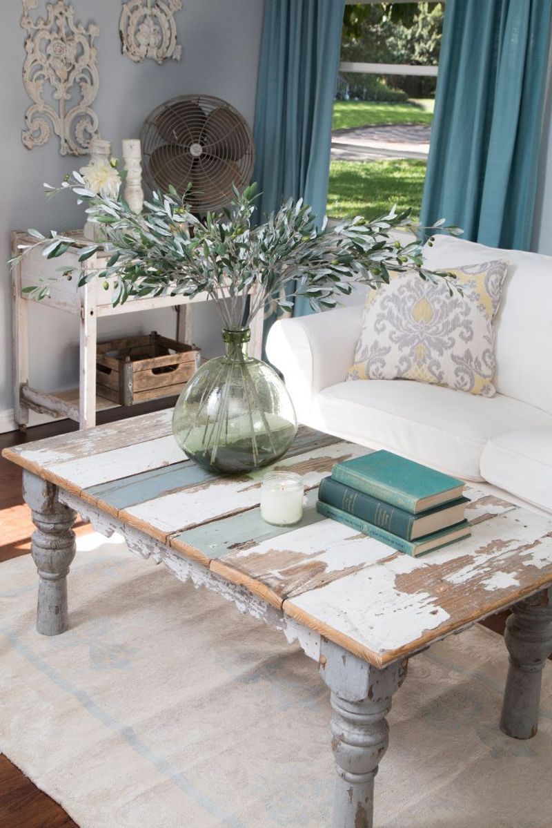 Vintage Painted Wood Coffee Table