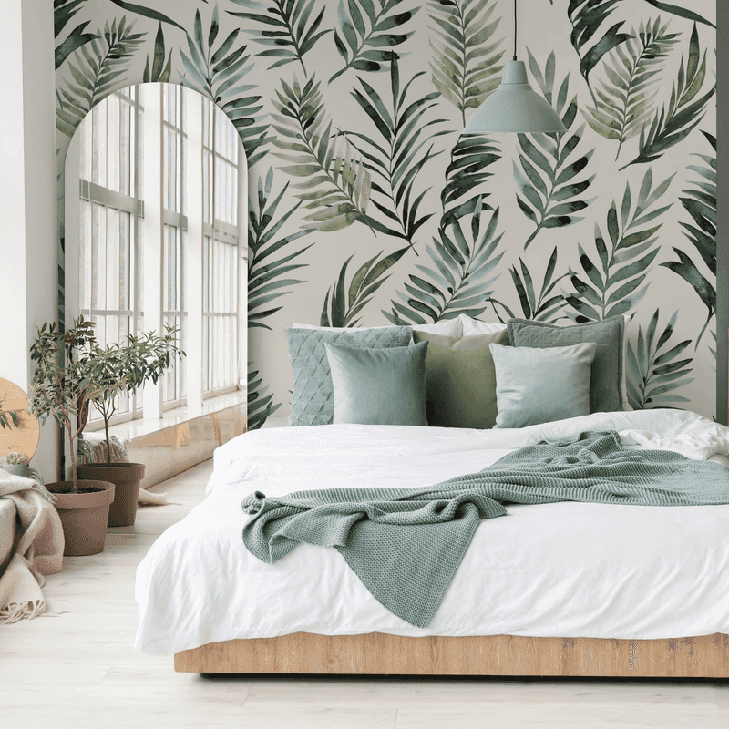 13 Miami Bedroom Trends That Prove Bold And Breezy Is Back For 2026 - Decor Hint Tropical Leaf Wallpaper Accents