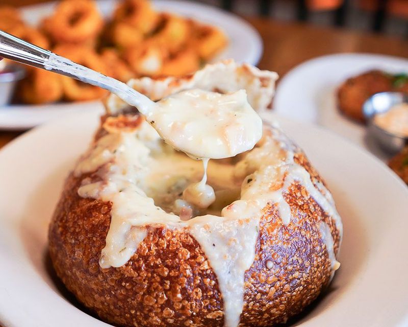 Clam Chowder In A Sourdough Bread Bowl