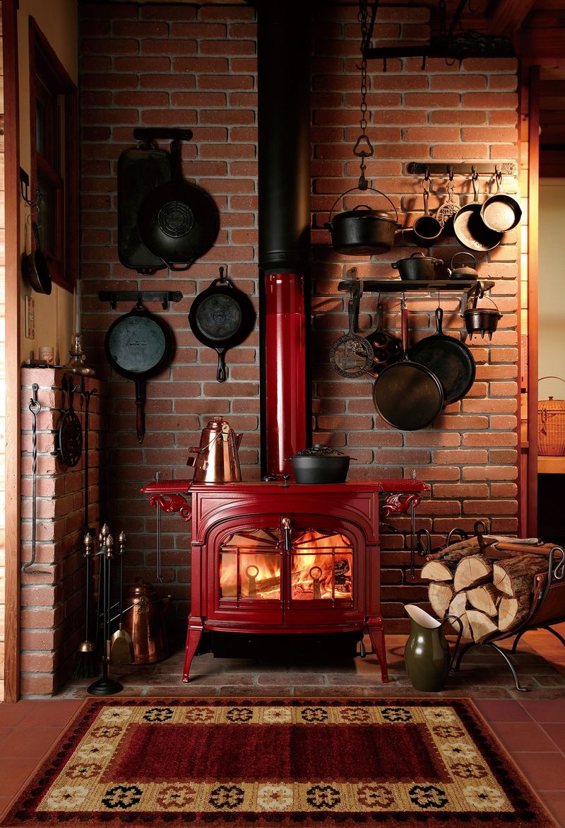 Cast Iron Wood Stove in the Corner