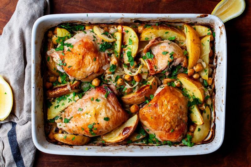 Sheet Pan Cacio e Pepe Chicken with Roasted Vegetables