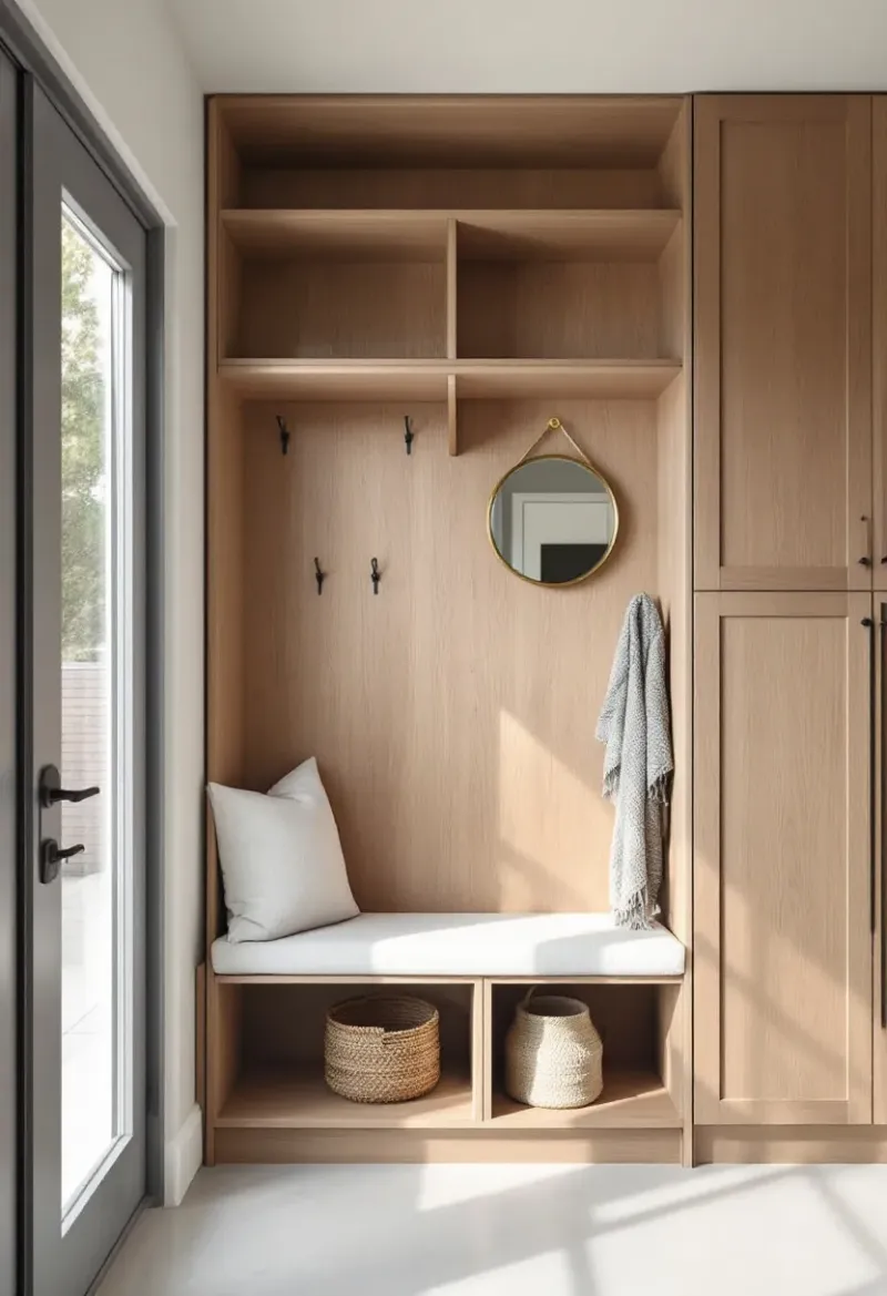 Scandinavian-Inspired White Pine Mudroom