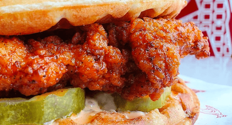 10 Houston Hot Chicken Sandwiches You Have To Try - Decor Hint Waffle Bus Hot Chicken & Waffle Sandwich