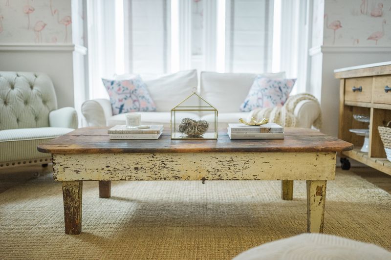 Distressed White Farmhouse Table