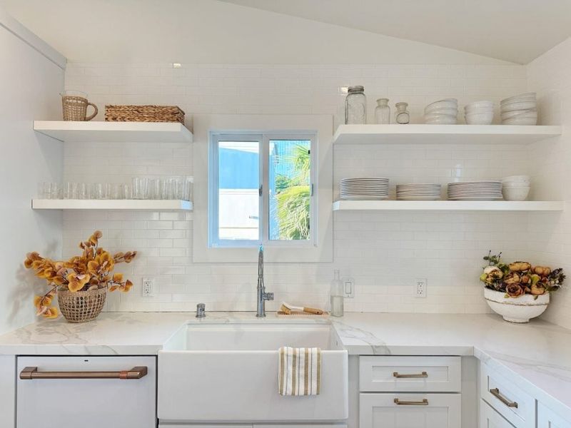 Open Shelving With Tropical Woods