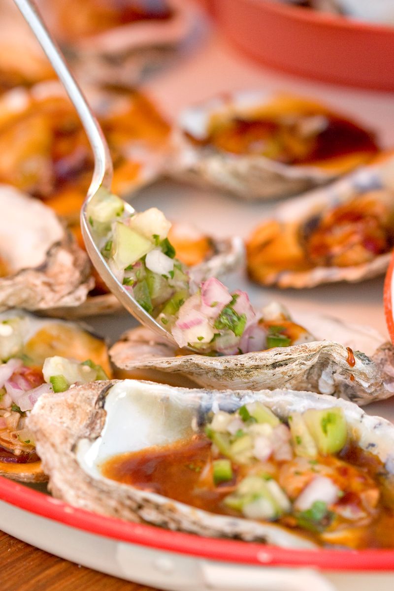 Grilled Oysters with Chipotle BBQ Sauce