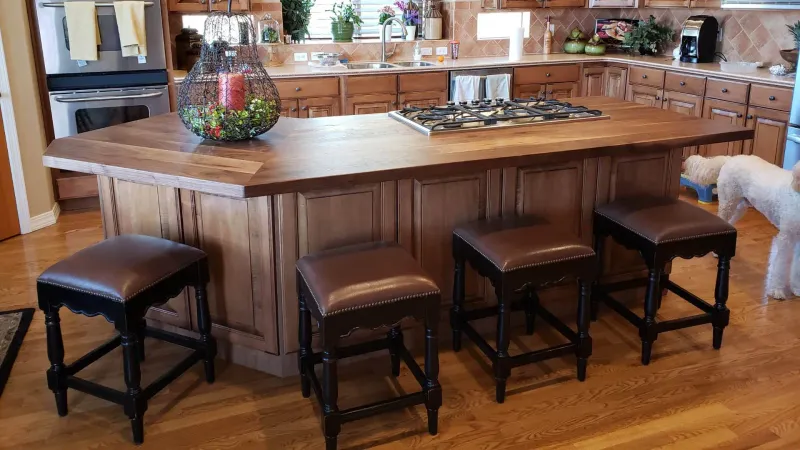 15 Living Oak Designs From Tierra's Texas That Showcase True Southern Sophistication - Decor Hint Custom Oak Kitchen Island with Butcher Block Top